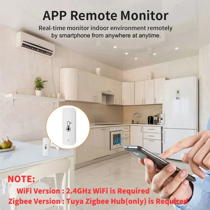 Tuya ZigBee WiFi Temperature and Humidity Sensor – APP Remote Monitoring, Works with Alexa & Google Assistant