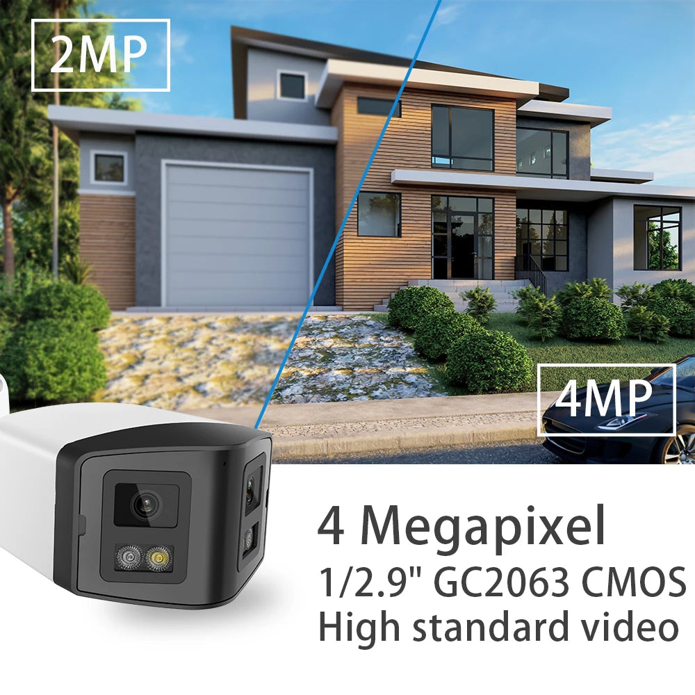 VIKYLIN 180° Panoramic View 4MP Dual-Lens PoE Security IP Camera CCTV Home Outdoor Video Surveillance