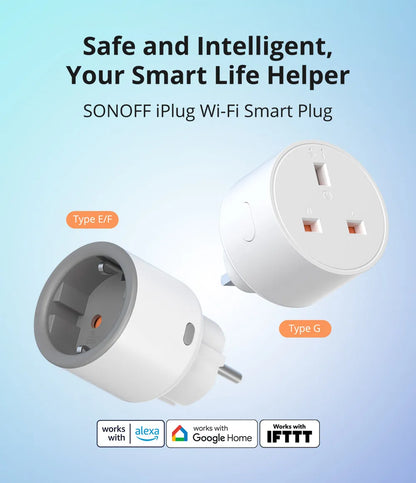 SONOFF iPlug S60 EU/UK Wi-Fi Smart Socket Overload Protection Timer Smart Scene Remote Control via eWeLink Alexa Google IFTTT