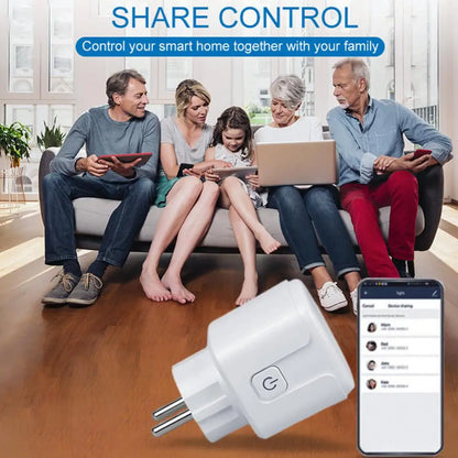 Aubess Tuya WiFi Smart Plug with Power Monitor - EU Wireless Socket, Timing Function, Voice Control via Alexa and Google Home