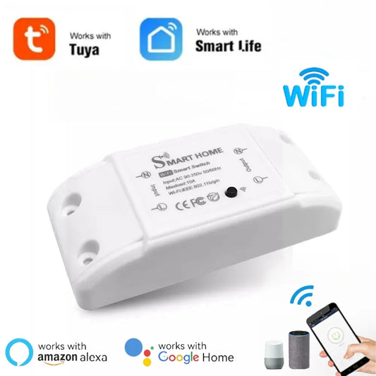 Smart Home WiFi Wireless Remote Switch Breaker with LED Light Control, Works with Alexa, Google Home, Tuya SmartLife App