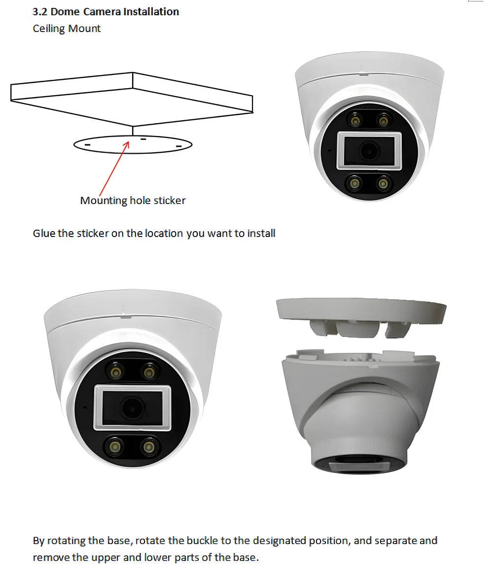 4LED Auto Luminous LED Full Color Indoor Dome AHD Camera – 1920*1080P HD Security CCTV for Reliable Night Monitoring Protection