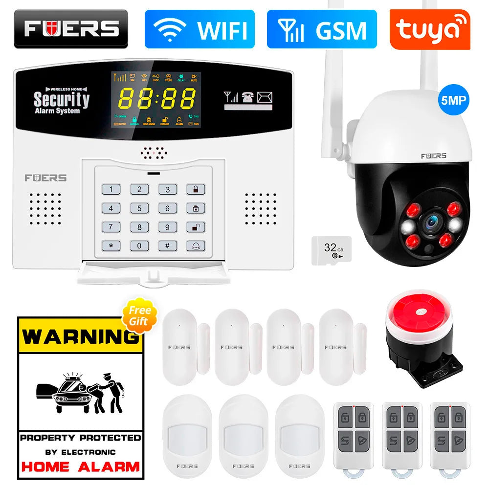 Fuers Tuya Smart WIFI 4G GSM Alarm System – Wireless Security with Motion Sensors, Alexa & Google Control