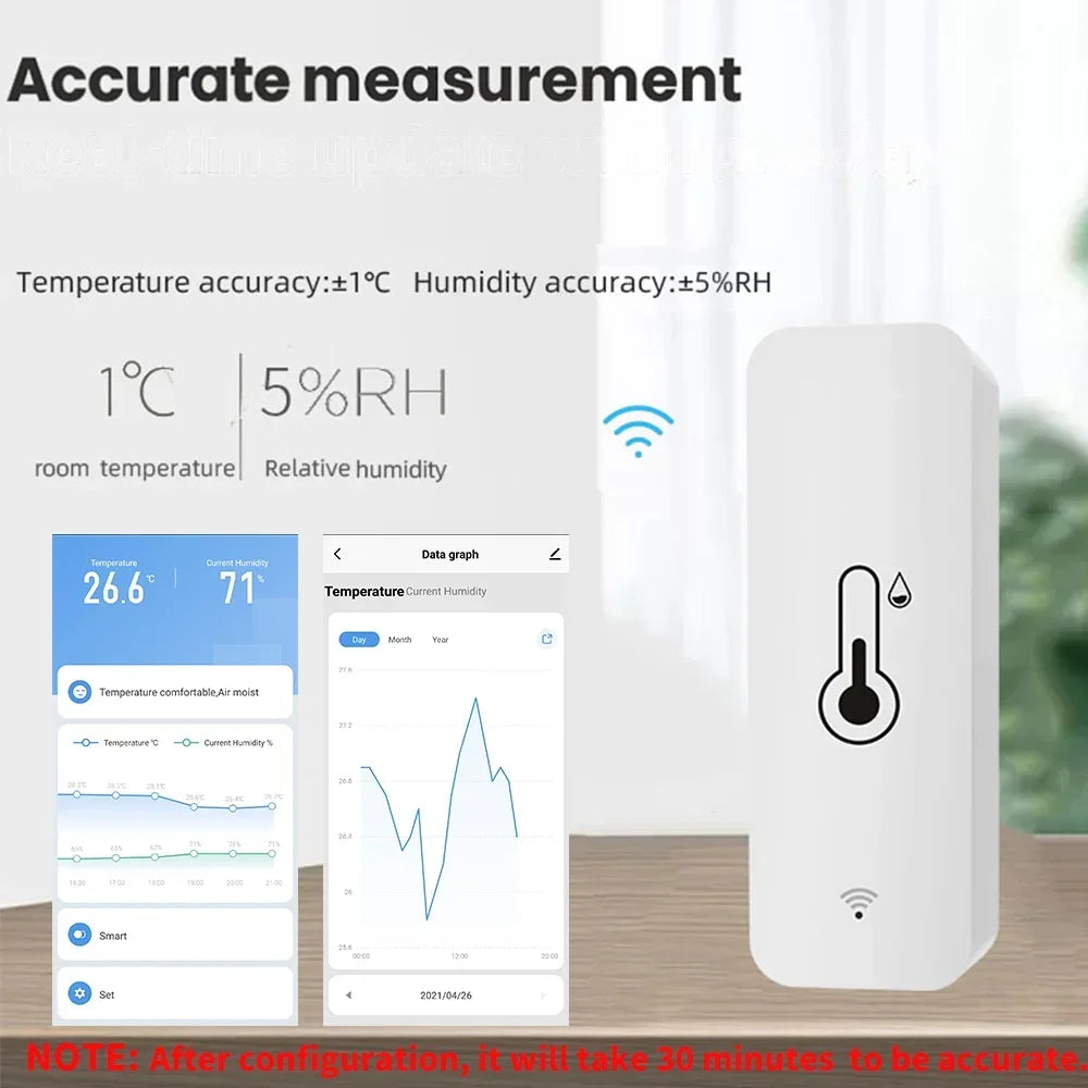 Tuya ZigBee WiFi Temperature and Humidity Sensor – APP Remote Monitoring, Works with Alexa & Google Assistant