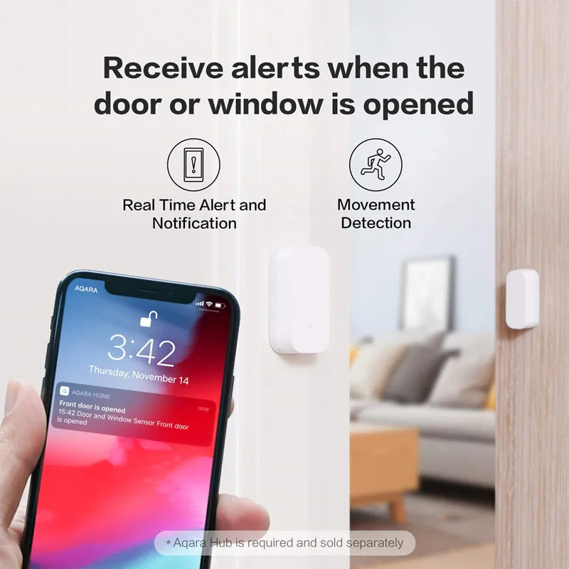 Original Aqara Door Window Sensor ZigBee Wireless Connection Smart Door Sensor, Works with Mi Home, HomeKit, Android, and iOS