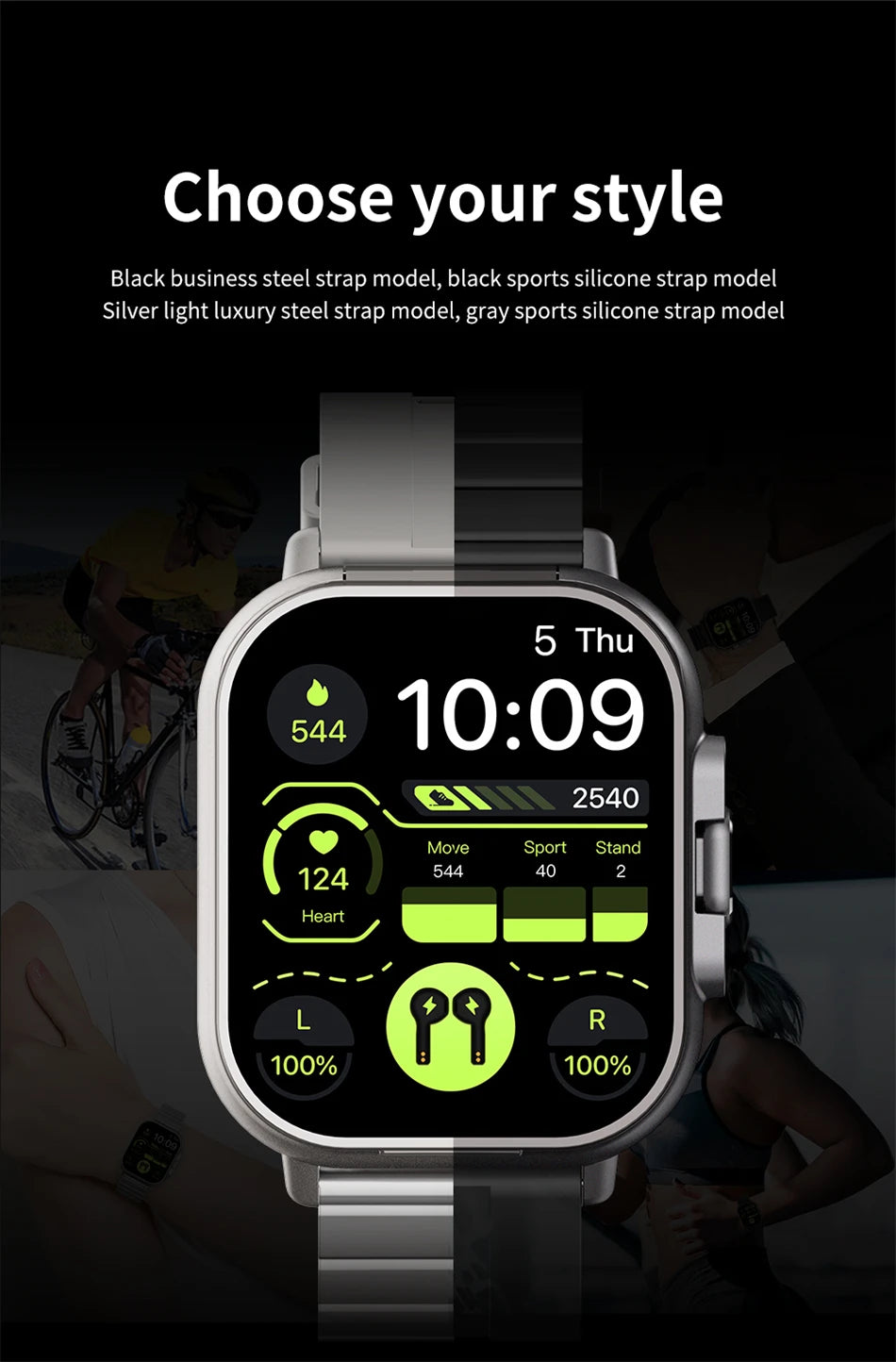 2024 2-in-1 Smart Watch with Earphone | Bluetooth Call, GPS, Heart Rate Monitor & Music Playback