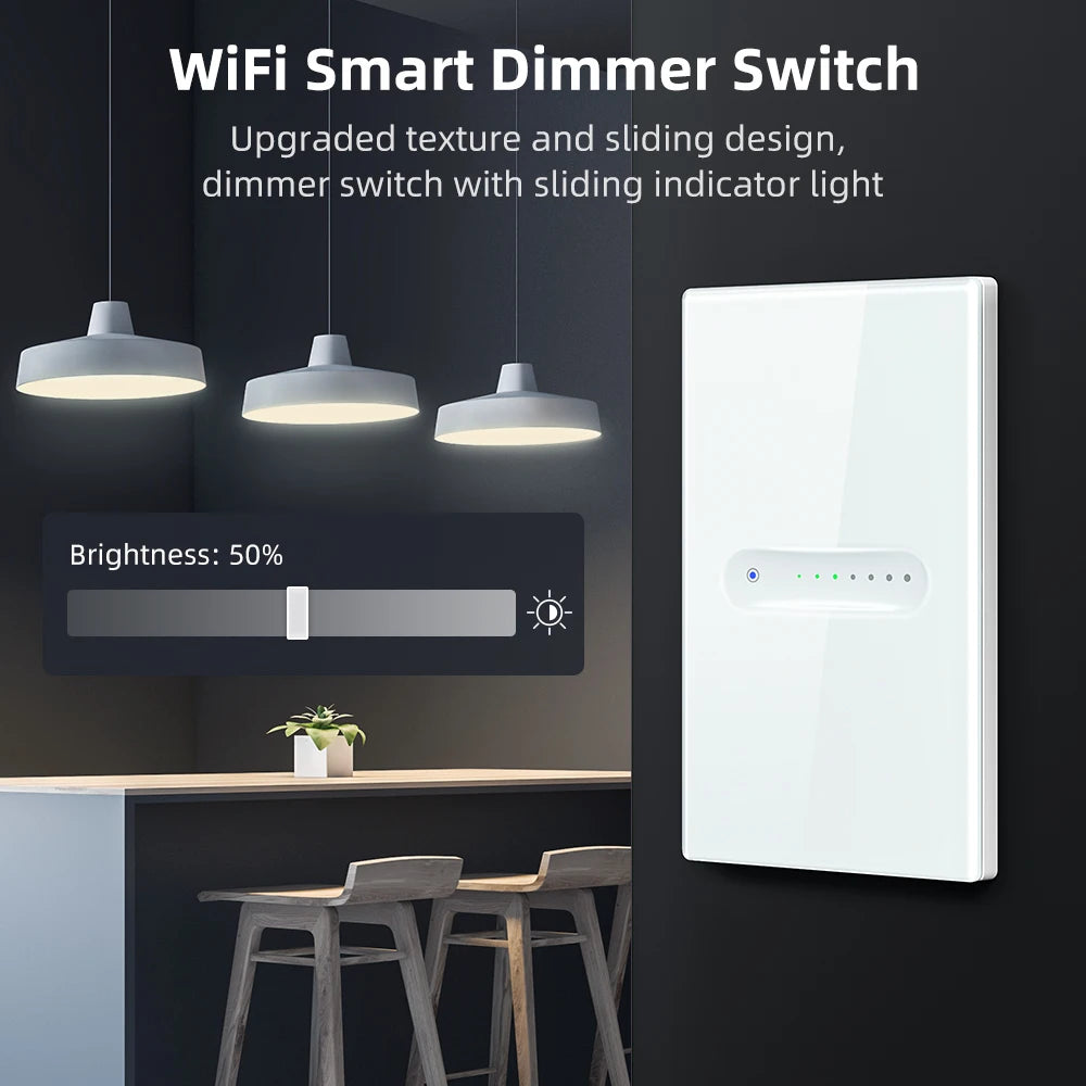 AVATTO Tuya WiFi Smart Dimmer Switch 1/2 Gang Dimmer Light Switch Touch Panel APP Remote Control for Alexa, Google Home