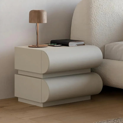 Smart Nightstand with Wireless Charger, Modern Black Leather Bedside Table with 2 Drawers for Bedrooms and Living Rooms