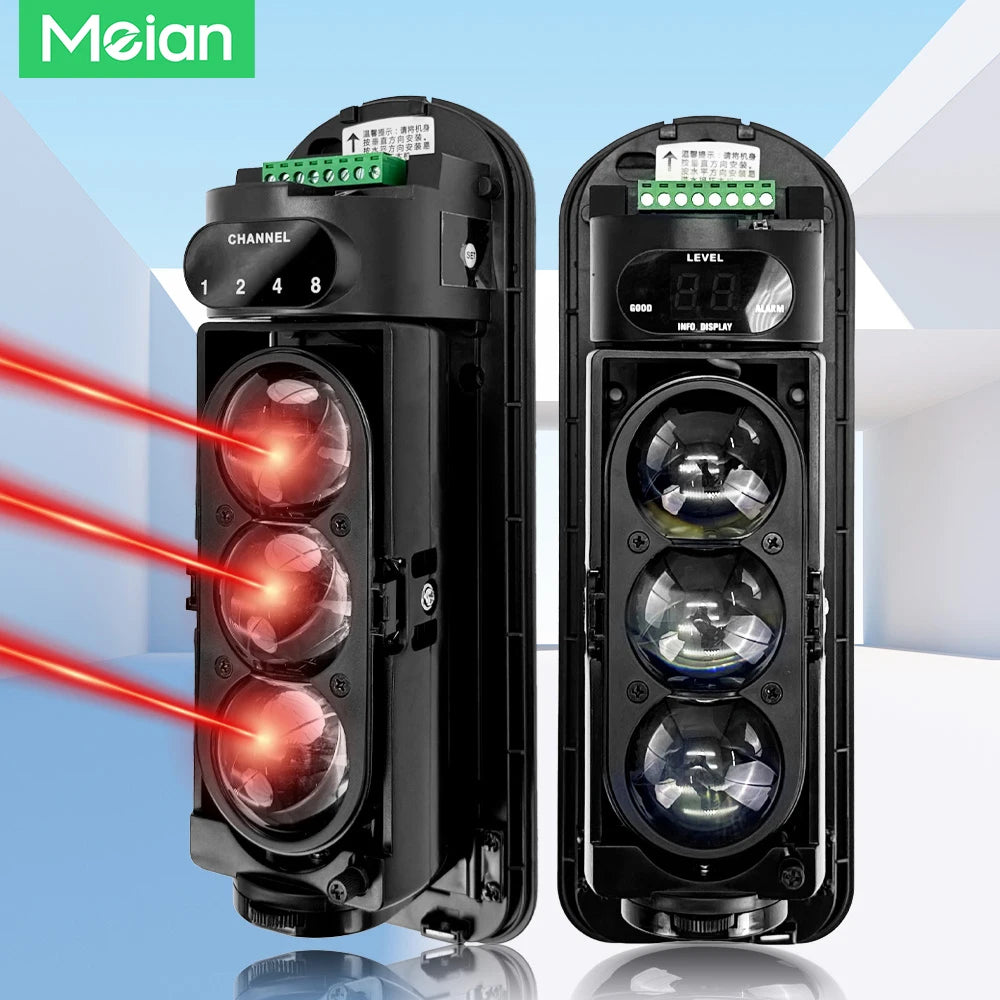 Meian Focus Wired Infrared Beam Detector, IP65 Waterproof Infrared Barrier Sensor