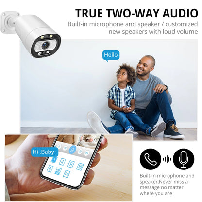 Techage 8MP/5MP 4K POE IP Camera – AI Human Detection & Two-Way Audio