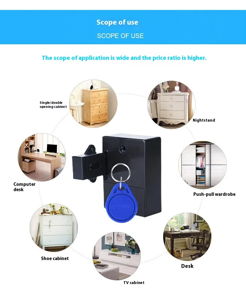 Invisible No-Drill Cabinet Lock – Smart Electronic Sensor Lock for Wardrobes and Cabinets