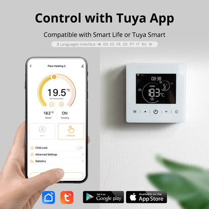 منظم حرارة Beok Smart Home Tuya WIFI – منظم حرارة يعمل بالبطارية لغلاية الغاز، يعمل مع Alexa وGoogle Home