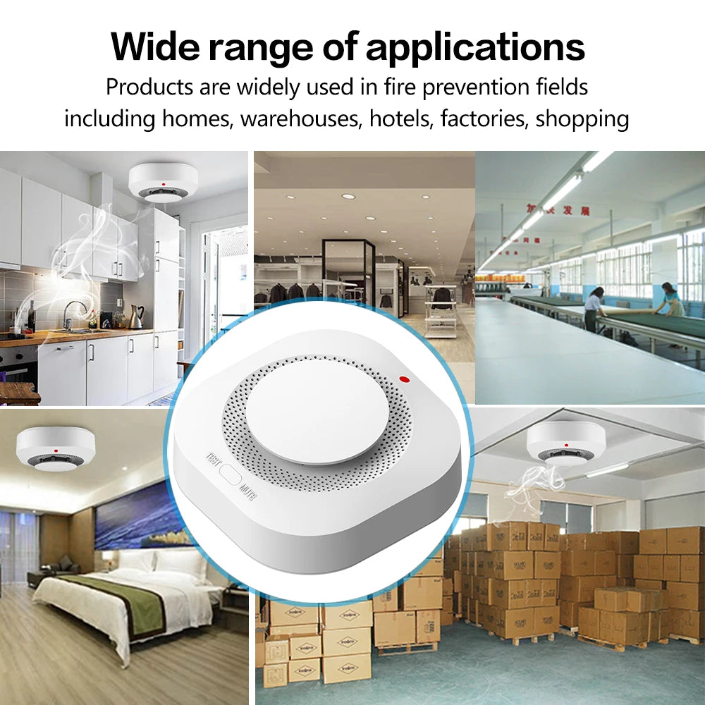 Tuya ZigBee WiFi Smoke Detector Sensor – 80DB Alarm, Fire Protection