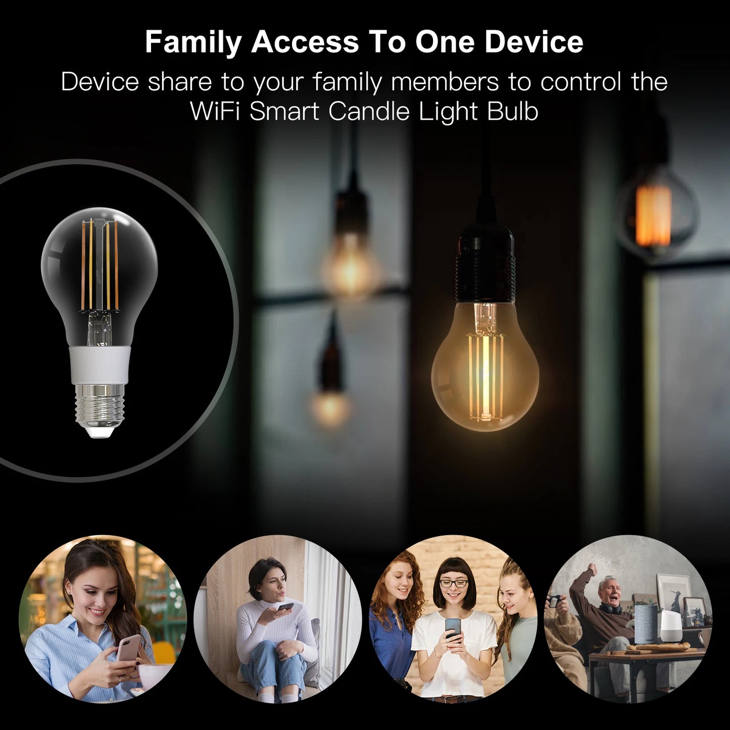 MOES WiFi Smart Filament Bulb LED Light Lamp (E27, Dimmable, 2700K-6500K) – Tuya, Alexa, Google Voice Control