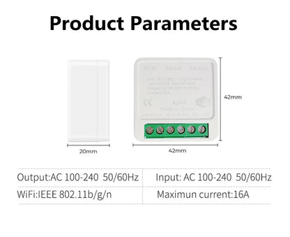 16A Mini Wi-Fi Smart Switch | DIY 2-Way Control, Alexa & Google Assistant Compatible