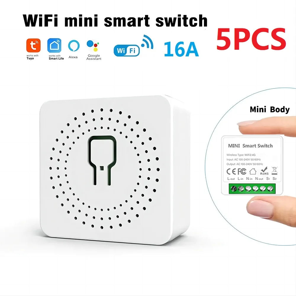 16A Mini Wi-Fi Smart Switch | DIY 2-Way Control, Alexa & Google Assistant Compatible