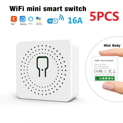 16A Mini Wi-Fi Smart Switch | DIY 2-Way Control, Alexa & Google Assistant Compatible