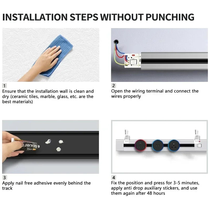 Wall Mounted Track Socket UK US AU EU Standard USB Portable Power Track Socket