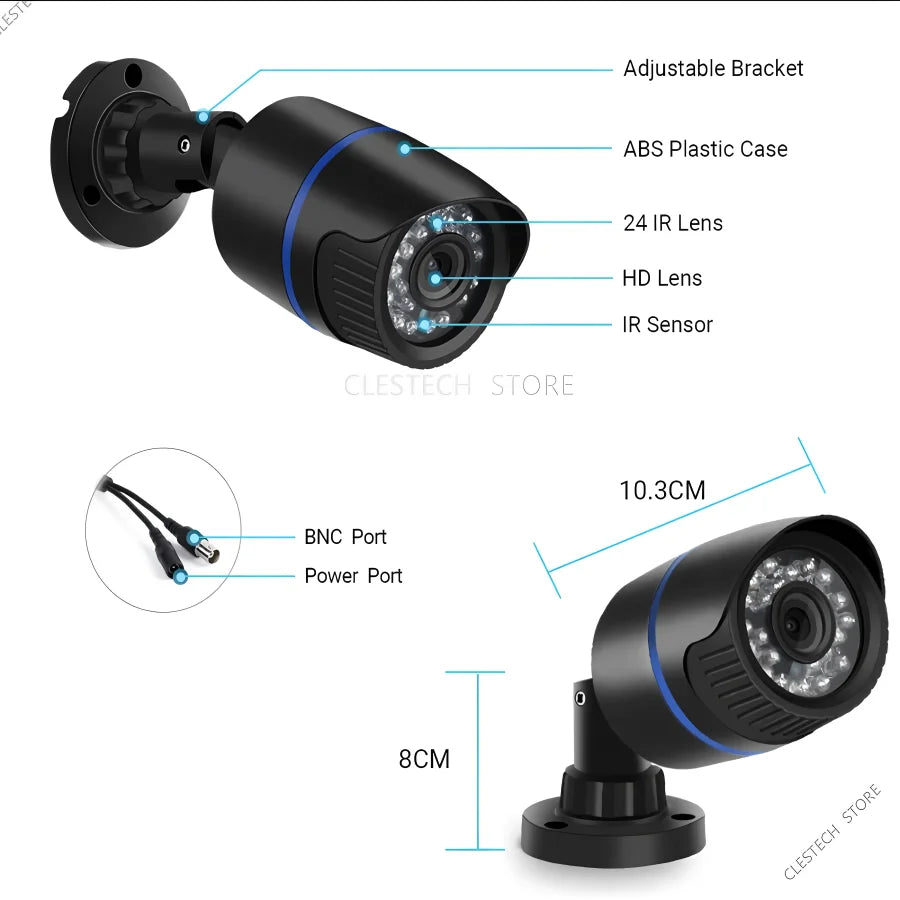 ALL DVR Compatible Mini CVBS/TVI/CVI AHD Camera 4-in-1 – 1080P, 4MP, 5MP, 4K Ultra HD, Outdoor Waterproof IP66 Surveillance Camera